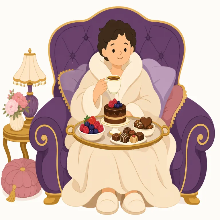 indulgent（贅沢な・adjective）の覚え方イラスト