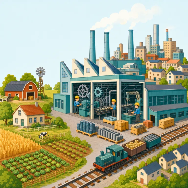 industrialisation（工業化・名詞）の覚え方イラスト — industry（産業）を知っていれば、その長い名詞形だと分かる