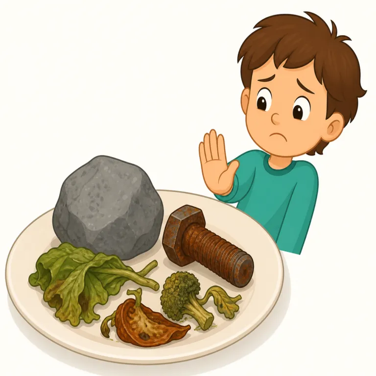 inedible（食べられない・形容詞）の覚え方イラスト — まず edible「食べられる」を知っていると一気に覚えやすい語です