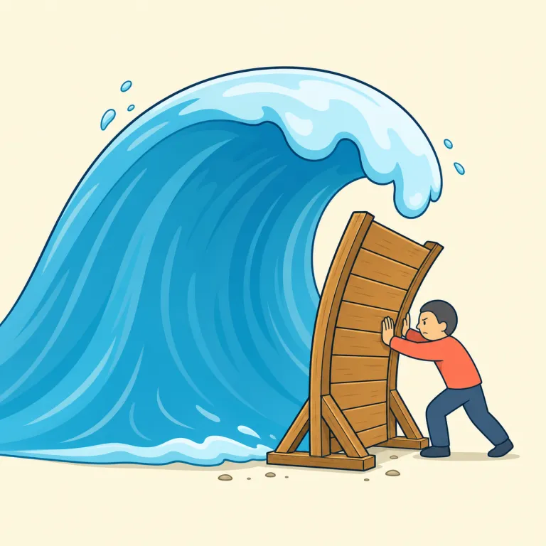 inexorability（容赦なさ・名詞）の覚え方イラスト — in-「否定」、exor「懇願して動かす」、-ability「性質」と分け、「頼んでも動かせない性質」と捉えると定着しやすい語です