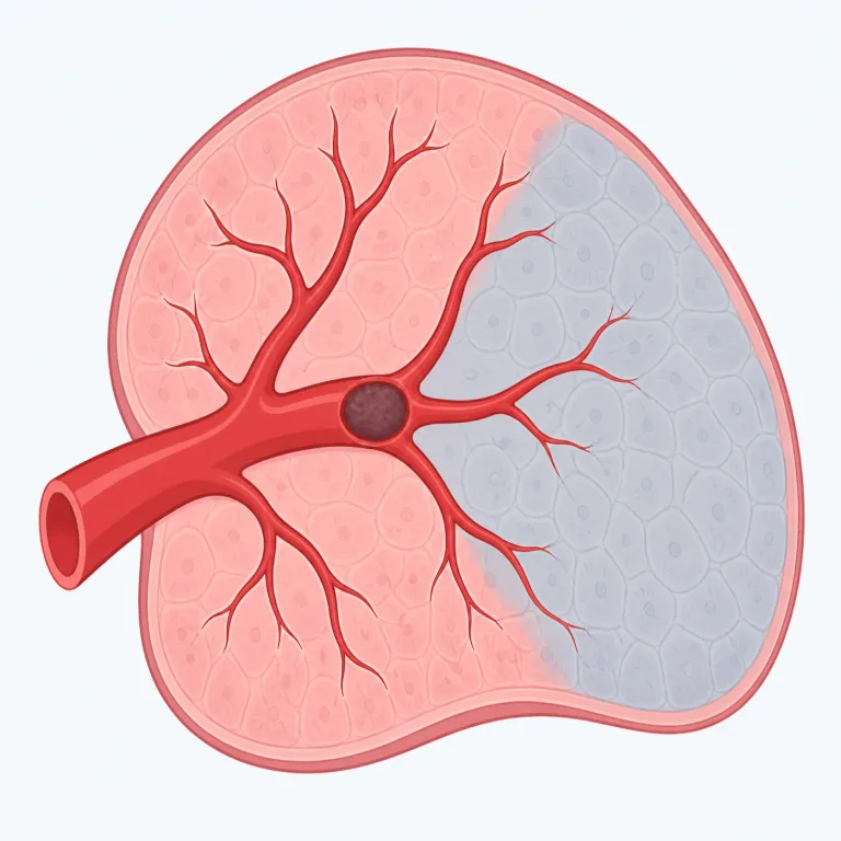 infarction（梗塞・名詞）の覚え方イラスト — 医療英語でよく出る `-tion` は名詞語尾なので、まず「状態名の硬い医学語」と捉えると入りやすいです