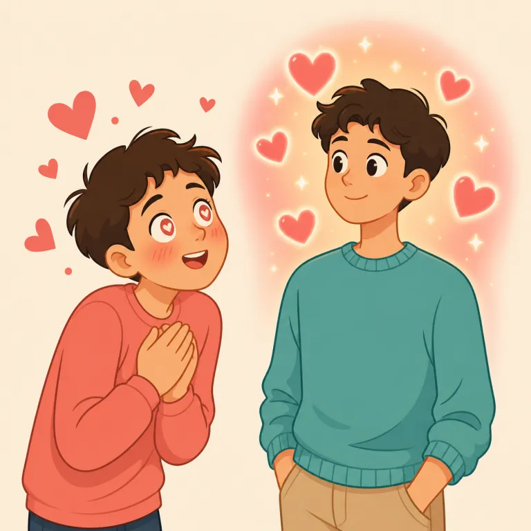 infatuated（ほれ込んでいる・形容詞）の覚え方イラスト — `infatuated` は `in love` よりも少し熱に浮かされた感じが強い語