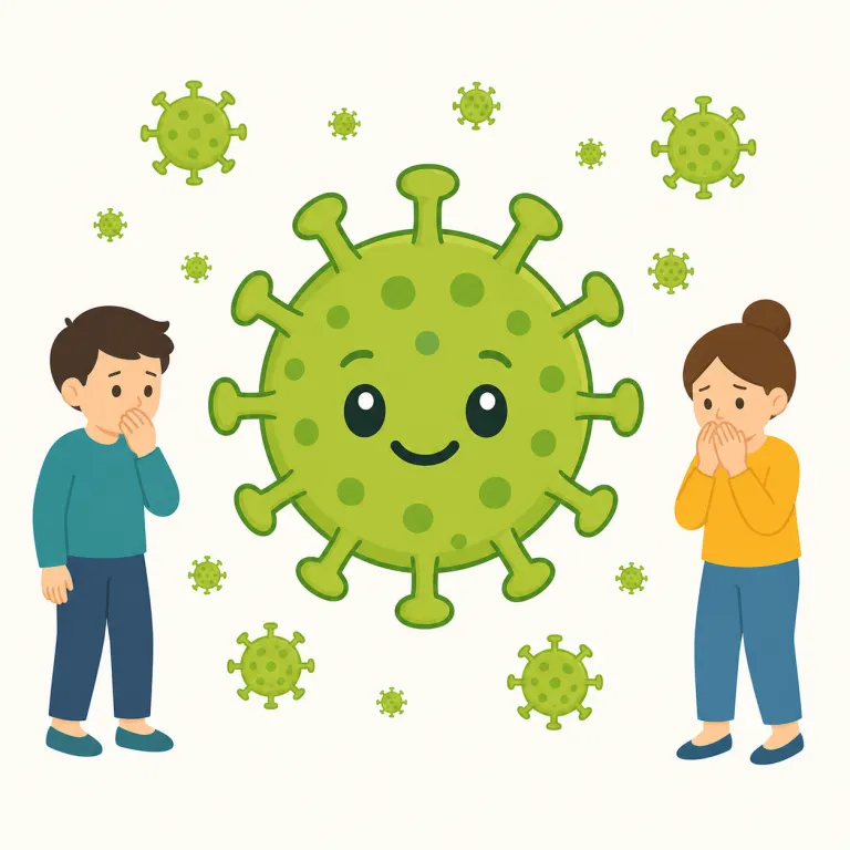 infectious（感染性のある・形容詞）の覚え方イラスト — infection を知っていれば、その形容詞版が infectious