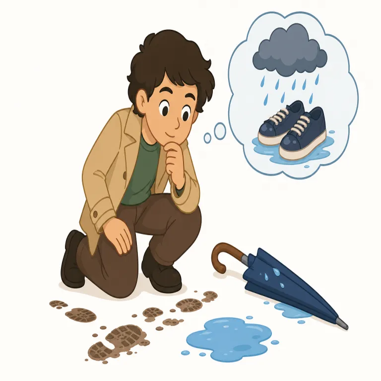 inference（推論・名詞）の覚え方イラスト — ここでの inference は、論理学・統計・読解で使う「推論」という学術寄りの名詞として覚えます