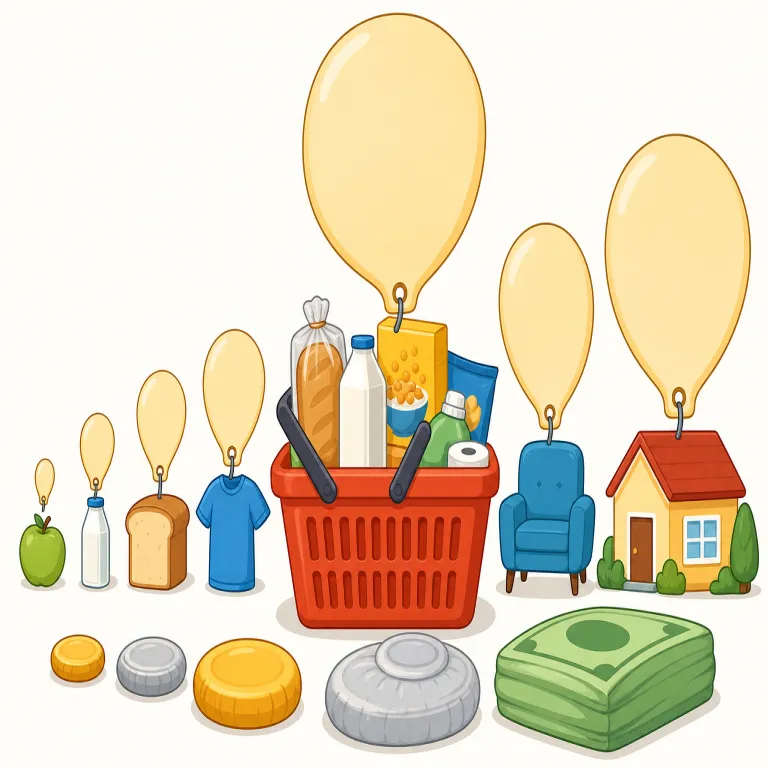 inflationary（インフレ的な・形容詞）の覚え方イラスト — まず inflation を核で覚える