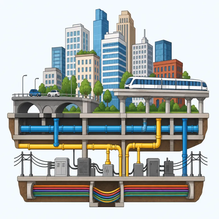 infrastructure（社会基盤、インフラ・名詞）の覚え方イラスト — structure（構造）が見える語