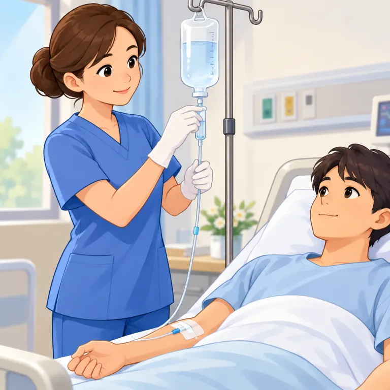 infuse（点滴する・verb）の覚え方イラスト