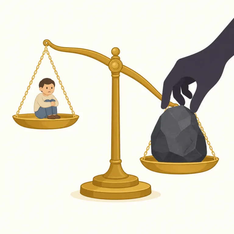 iniquity（邪悪、不正・名詞）の覚え方イラスト — iniquity は in- と equity を見て、「公平さが完全に崩れた語」とまず結ぶと覚えやすいです
