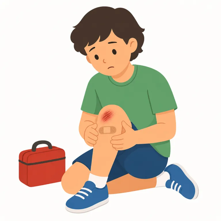 injury（怪我・名詞）の覚え方イラスト — injury は injure（傷つける）の名詞形としてセットで覚えると残りやすい