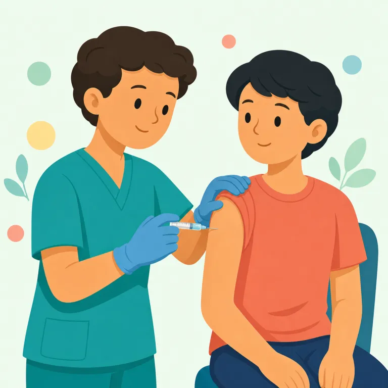inoculate（接種する／植え付ける・動詞）の覚え方イラスト — inoculate は in-「中へ」を手がかりに、「何かを体や心の中に入れて、あとで効く守りを作る」とまとめると残りやすい