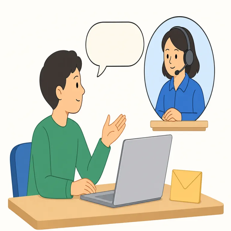 inquiry（お問い合わせ・名詞）の覚え方イラスト — inquiry は「相手に情報を求める行為」を表す名詞としても使われます