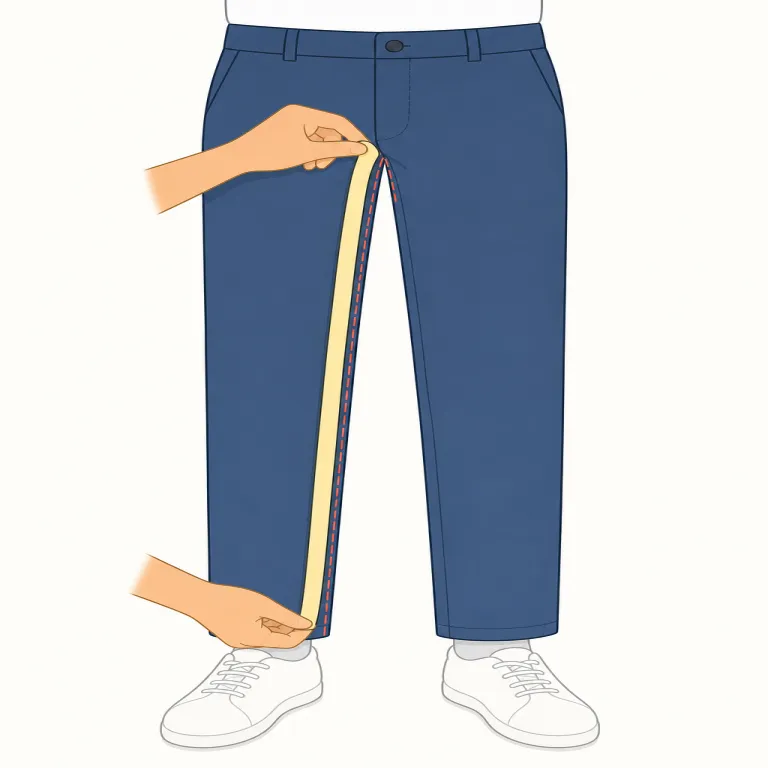 inseam（股下・名詞）の覚え方イラスト — in + seam と分けると覚えやすいです