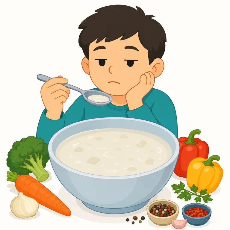 insipid（味気ない・形容詞）の覚え方イラスト — insipid は、食べ物なら bland に近い「味が薄い・物足りない」、話や文章なら dull に近い「退屈で刺激がない」と場面をまたいで覚えると残りやすい語です