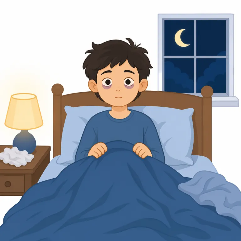 insomniac（不眠症の人・名詞）の覚え方イラスト — insomnia（不眠症）を知っていれば、insomniac は「その状態にある人」とつなげて覚えやすい語です