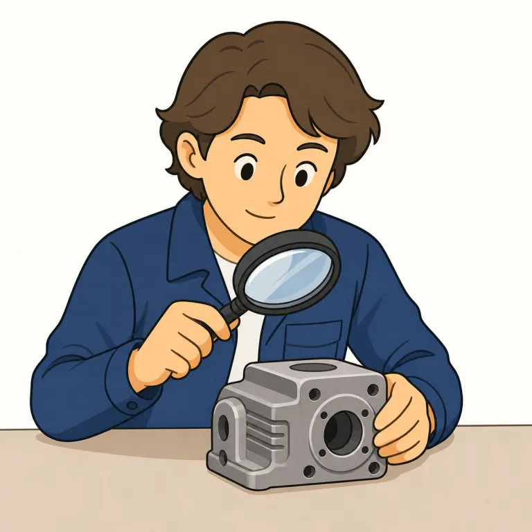 inspector（検査官・名詞）の覚え方イラスト — inspect は「詳しく点検する」、-or は「…する人」を表すので、inspector は「点検して確かめる人」と考えると検査官の意味が覚えやすいです