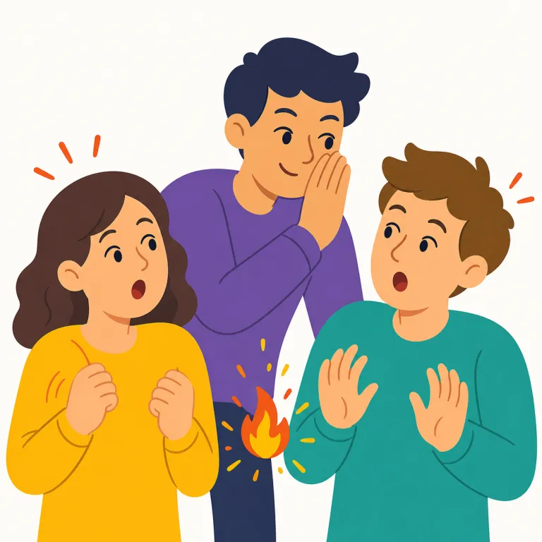 instigate（扇動する・動詞）の覚え方イラスト — instigate は、人を刺激して悪い行動へ向かわせる「扇動する」と覚えます
