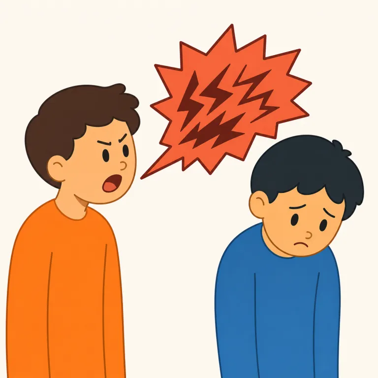 insult（侮辱する・動詞）の覚え方イラスト — 動詞では insult someone が基本形で、「人を傷つける発言をする」より一段強く、相手を下に置く感じがあります
