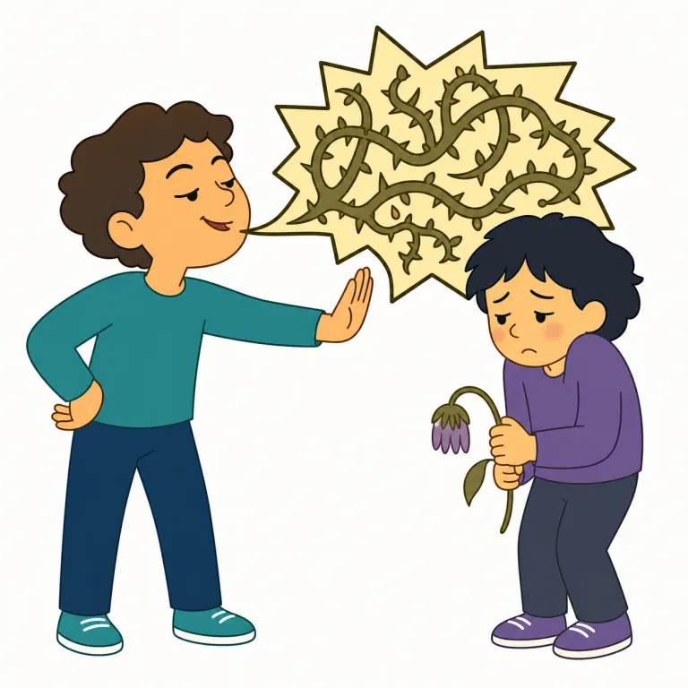 insultingly（侮辱的に・副詞）の覚え方イラスト — このエントリの insultingly は、基本義の「無礼に」よりも強く、相手の尊厳や面子を傷つけるように「侮辱的に」という意味で覚えます