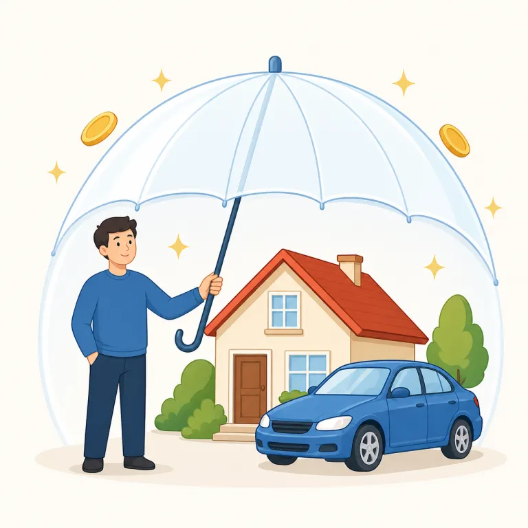 insure（保険をかける・動詞）の覚え方イラスト — この insure は「保証する」という抽象的な意味ではなく、名詞 insurance（保険）と直結する用法です