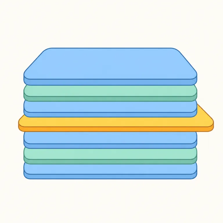 intercalated（挿入された・形容詞）の覚え方イラスト — inter- を見たらまず「間に」、-ed で「〜された」と分けると、intercalated は「何かの間に入れられた」と追いやすい