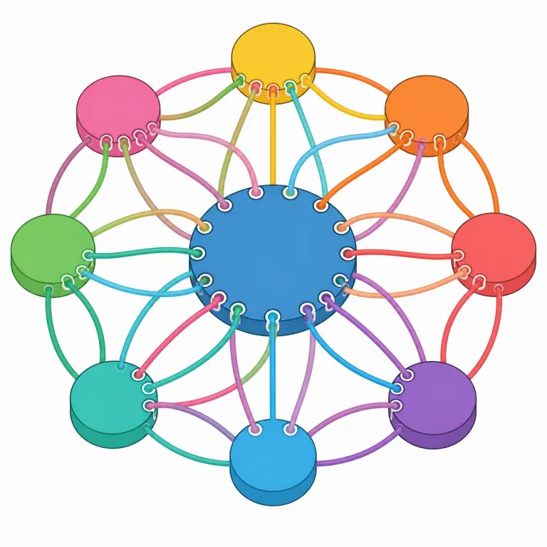 interconnects（相互接続・noun）の覚え方イラスト