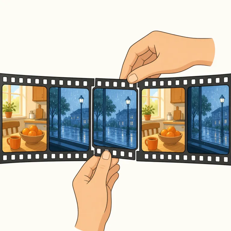 intercut（交互に挿入する・動詞）の覚え方イラスト — `inter-` は「間に・相互に」、`cut` は「切る」