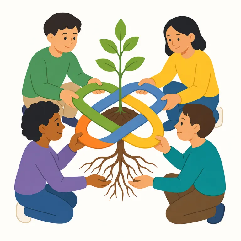 interdependence（相互依存・名詞）の覚え方イラスト — まず depend on = 「〜に頼る」を軸に置くと覚えやすいです