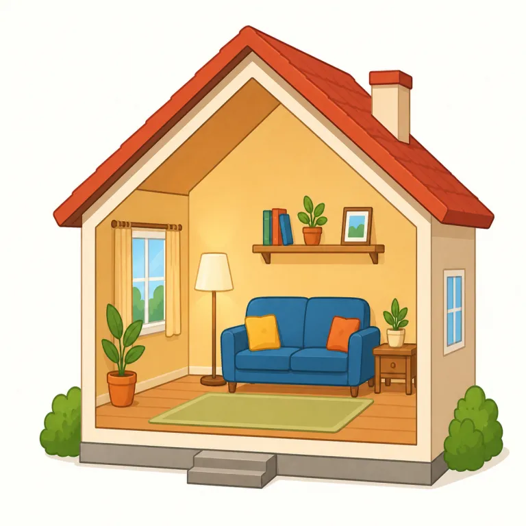 interior（内部・名詞）の覚え方イラスト — interior のこの意味は、単なる内装ではなく、物や空間の「外からは見えにくい内側そのもの」を指します