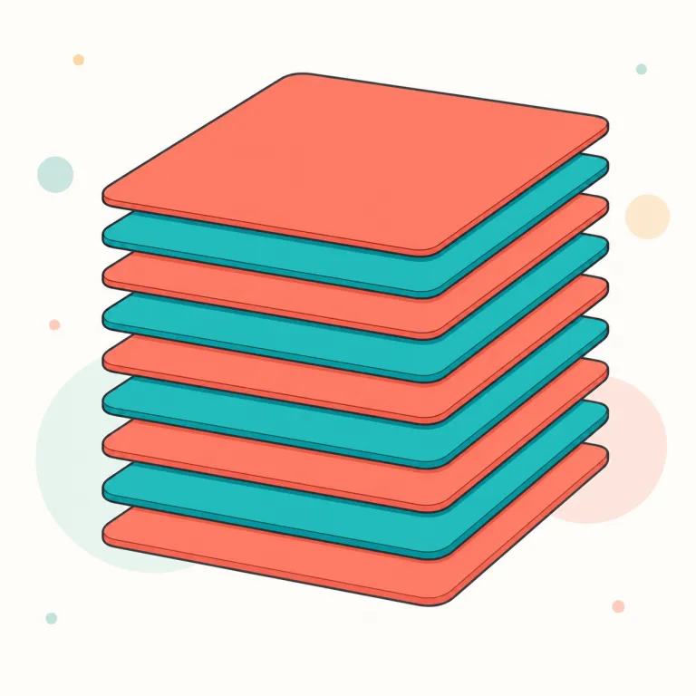 interleaved（交互に配置された・形容詞）の覚え方イラスト — inter- を見たら「間で・相互に」をまず思い出すとよい
