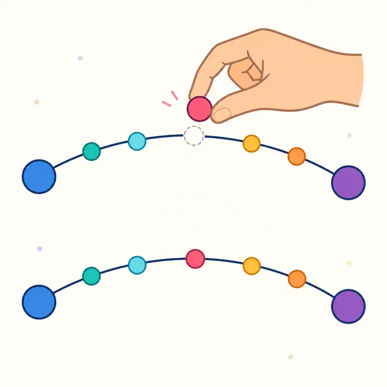 interpolate（補間する・動詞）の覚え方イラスト — まず inter- を「間に」と捉えると覚えやすい