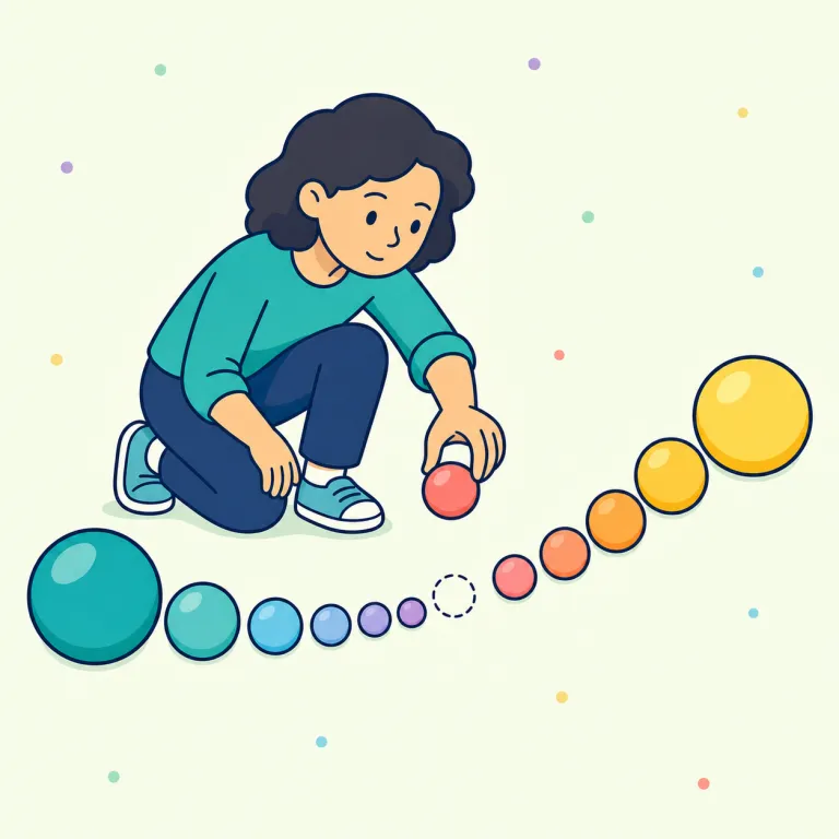 interpolating（補間している・動詞）の覚え方イラスト — inter- は「間」、なので interpolate はまず「点と点の間を埋める」と押さえると覚えやすいです