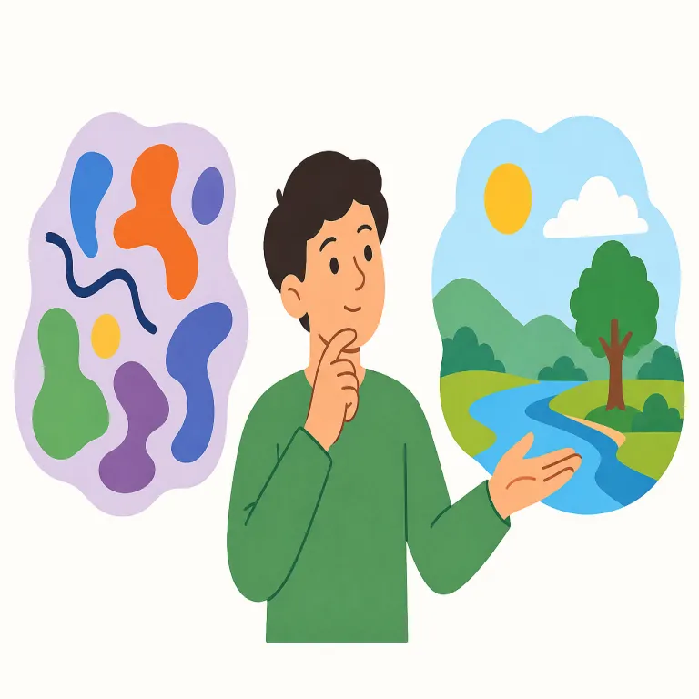 interpret（解釈する・動詞）の覚え方イラスト — interpretの「解釈する」は、言葉を別の言語に移すのではなく、発言・行動・データ・作品などを「どういう意味だと受け取るか」を表す用法です