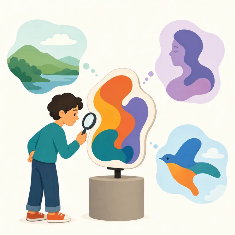 interpretive（解釈的な・形容詞）の覚え方イラスト — このエントリでは interpretive を「説明的な」ではなく、作品・文章・出来事に対する読み取りや見方に基づく「解釈的な」として覚えます