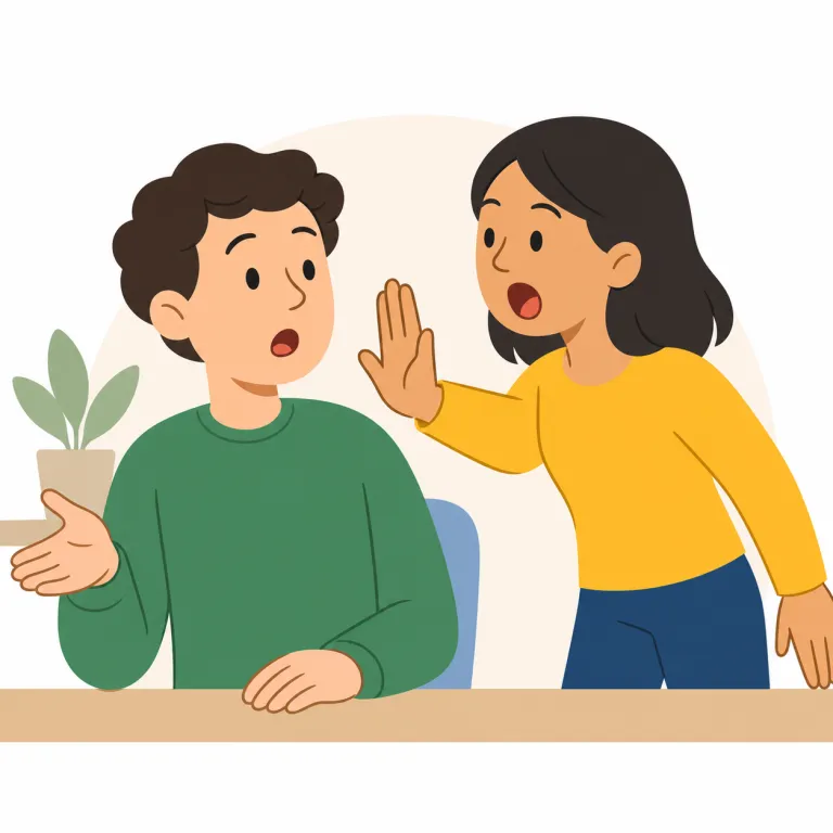 interrupt（遮る、中断させる・動詞）の覚え方イラスト — 「進行中の流れに途中から入って止める」という1場面で覚えると強い語です