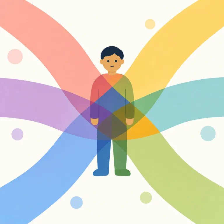 intersectional（交差的な・形容詞）の覚え方イラスト — まず intersection を「交差点」で覚えていると入りやすい語です