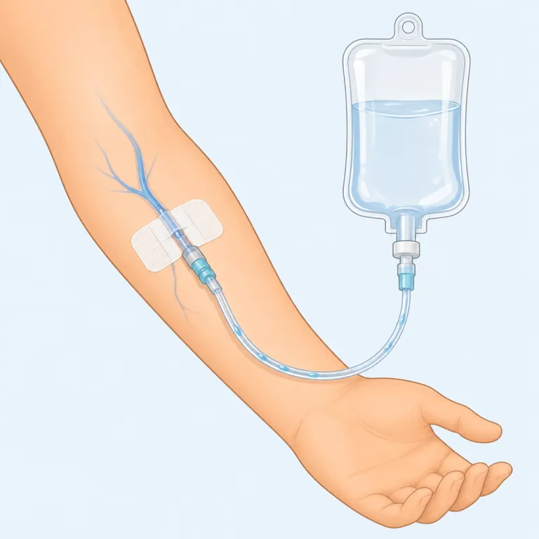 intravenous（静脈内・形容詞）の覚え方イラスト — 医療でよく見る略語 IV がまず強い手がかりです