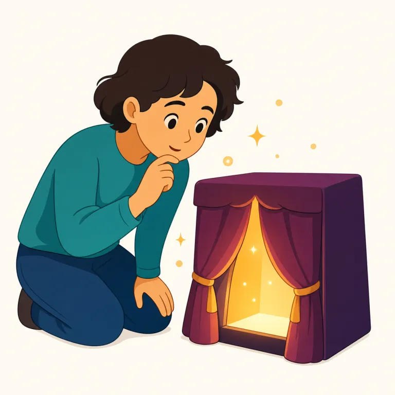 intrigue（興味をそそる・動詞）の覚え方イラスト — 動詞の intrigue は「面白い」と即断するより、謎の輪郭が見えてきて注意を奪われる感じ