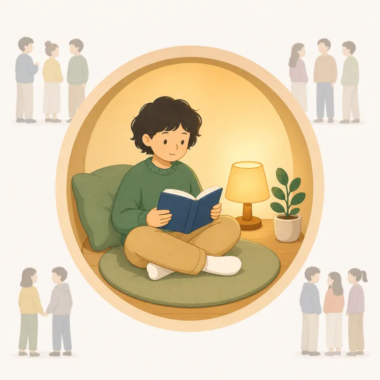 introversion（内向性・名詞）の覚え方イラスト — intro- は「内側へ」の感覚をもつ形で、introduce などの intro と同じ見た目だと押さえると残りやすいです