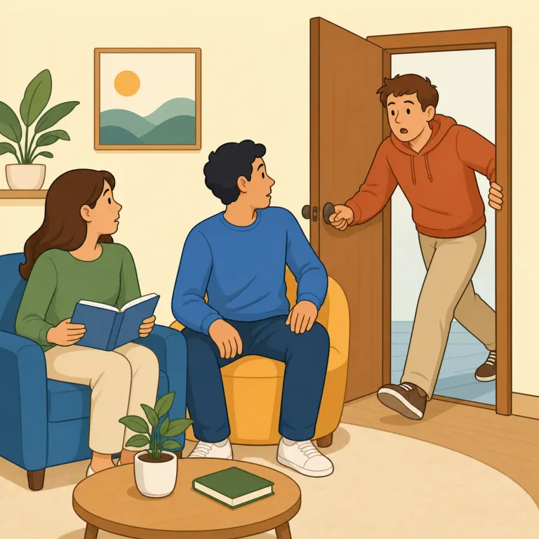 intrude（立ち入る・動詞）の覚え方イラスト