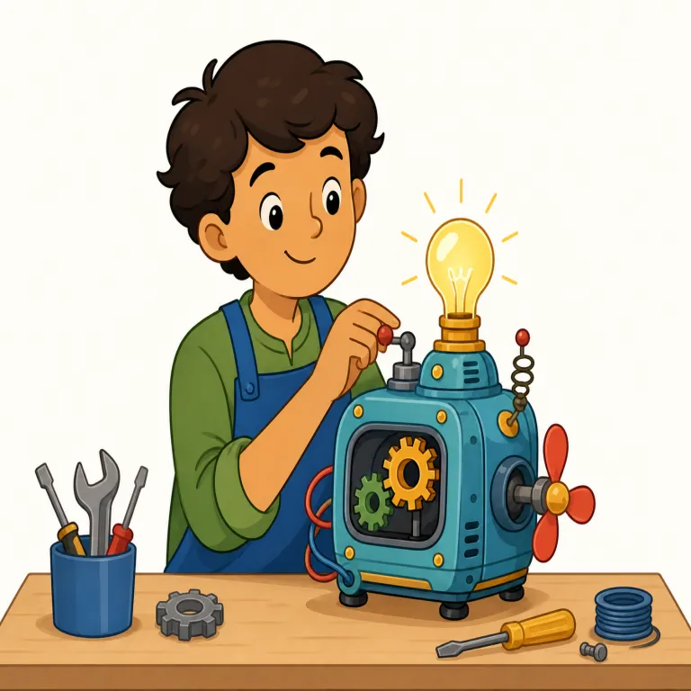 inventor（発明者・名詞）の覚え方イラスト — inventor は invent「発明する」に、人を表す -or が付いた語です