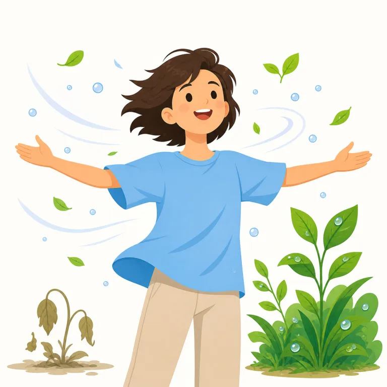 invigorating（元気づけるような、爽快な・形容詞）の覚え方イラスト — `vigor` や `vigorous` を知っていると覚えやすい語で、「活力を入れてくる感じ」とつなげると定着しやすいです