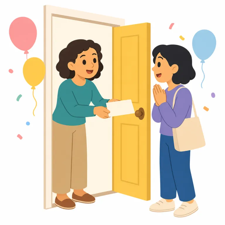 invite（招待する・動詞）の覚え方イラスト — このエントリでは invite を、イベントや式、食事会などに人を正式に「招待する」という意味で覚えます