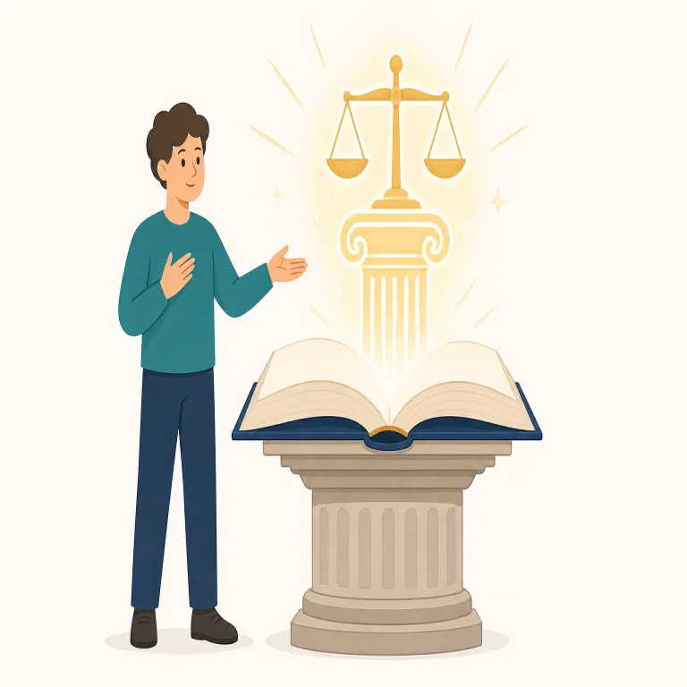 invoke（援用する・動詞）の覚え方イラスト — 援用の invoke は「強い根拠をこちら側に呼び寄せる」と考えると覚えやすいです