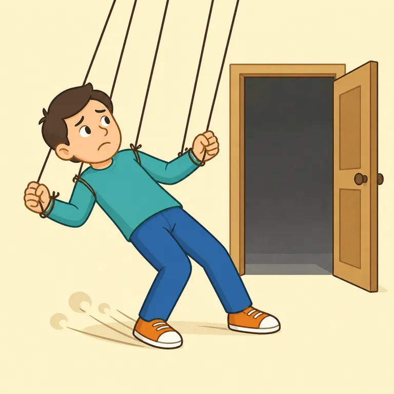 involuntarily（意に反して・adverb）の覚え方イラスト
