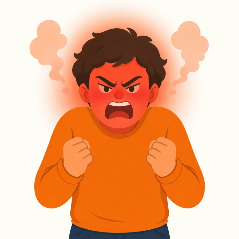 irate（激怒した・形容詞）の覚え方イラスト — まず基準語の angry を置き、その上に irritated（いら立った）、さらに強く爆発寸前なのが irate と並べると覚えやすいです
