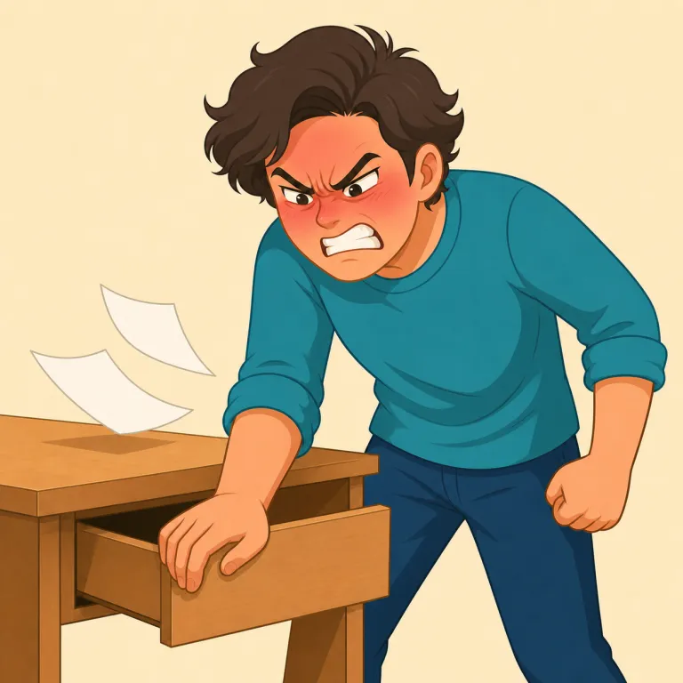 irately（激怒して・副詞）の覚え方イラスト — irate は angry より硬く、怒りがかなり強い形容詞です