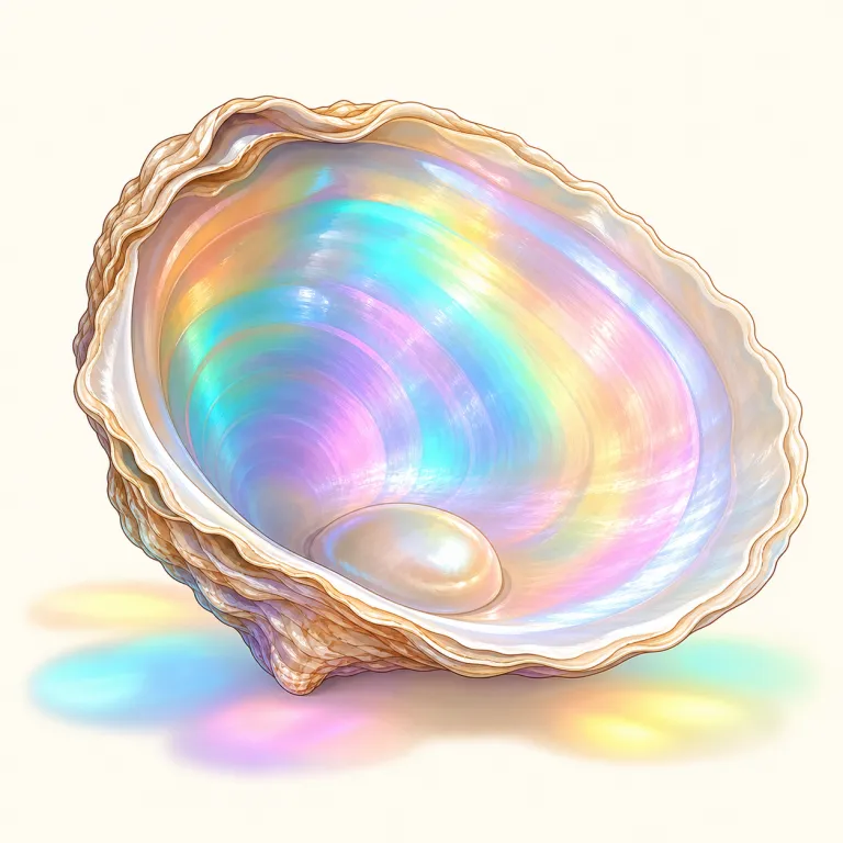 iridescent（虹色の・形容詞）の覚え方イラスト — iridescent は「rainbow-colored に見える」より、「光や角度で色味が揺れ続ける shiny な表面」とまとめると残りやすいです