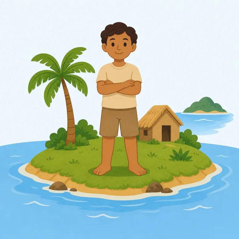 islander（島民・名詞）の覚え方イラスト — island を知っていれば islander はほぼそのまま「島の人」