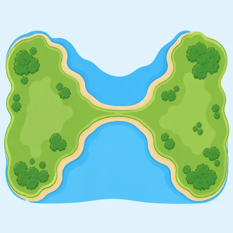 isthmus（地峡・名詞）の覚え方イラスト