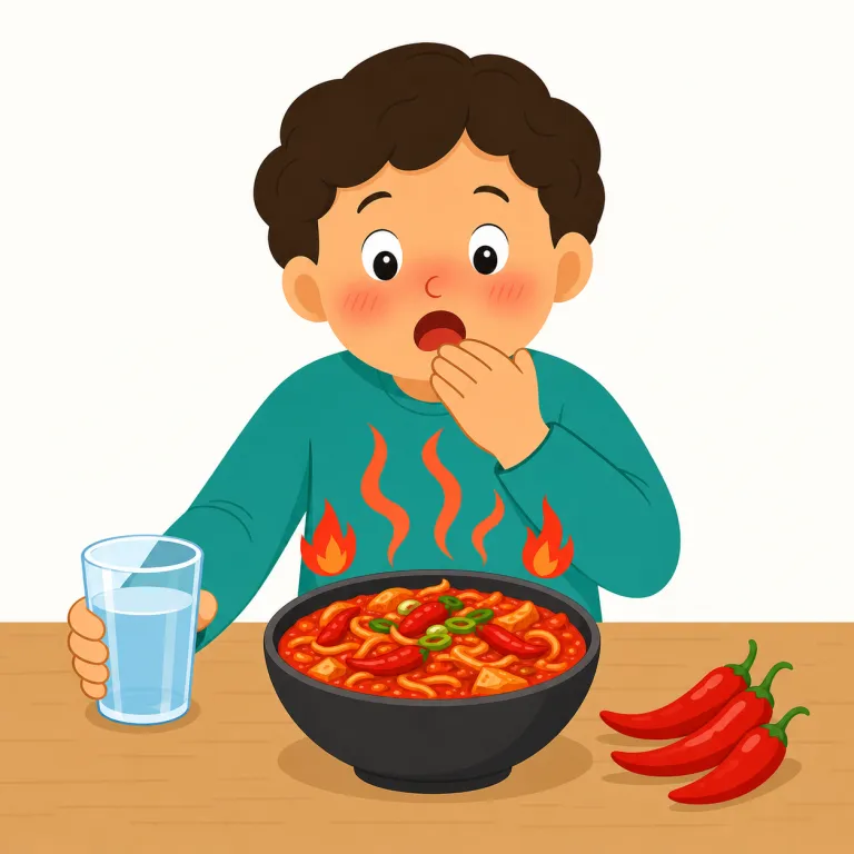 it's too spicy for me（私には辛すぎます・イディオム）の覚え方イラスト — 文全体を型で覚えると応用しやすいです